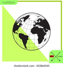 Globe icon with vector map 