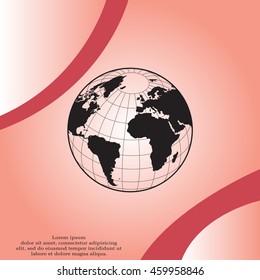 Globe icon with vector map 