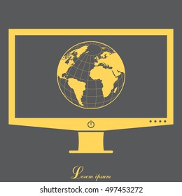 Globe icon with vector map 