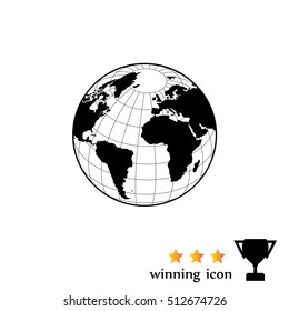 Globe icon with vector map 