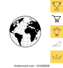 Globe icon with vector map 