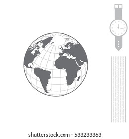 Globe icon with vector map 