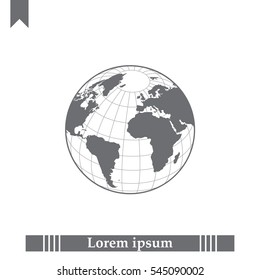 Globe icon with vector map 