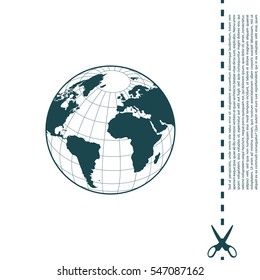 Globe icon with vector map 