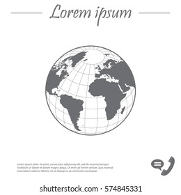 Globe icon with vector map 