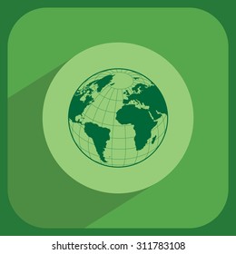 Globe icon with vector map of the continents of the world