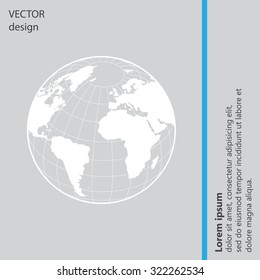 Globe icon with vector map of the continents of the world