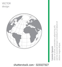 Globe icon with vector map of the continents of the world