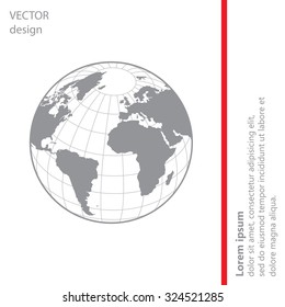 Globe icon with vector map of the continents of the world