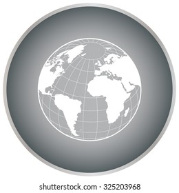 Globe icon with vector map of the continents of the world