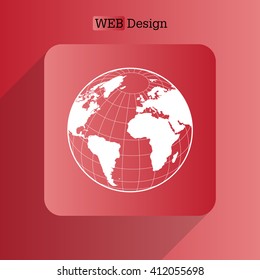 Globe icon with vector map of the continents of the world