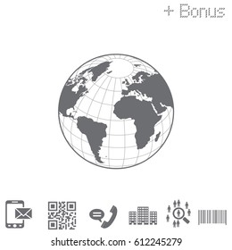 Globe icon with vector map. vector illustration 