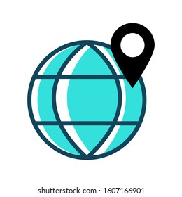 Globe icon vector in outline colour white background