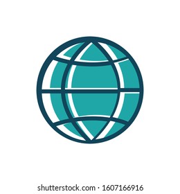 Globe icon vector in outline colour white background
