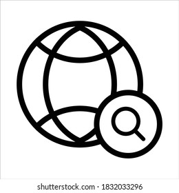 globe icon vector. globe with search icon. outline style icon vector concept