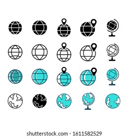 Globe icon vector in set design template