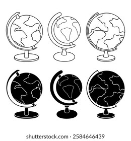 Globe icon vector set. Planet illustration sign collection. Earth symbol or logo.