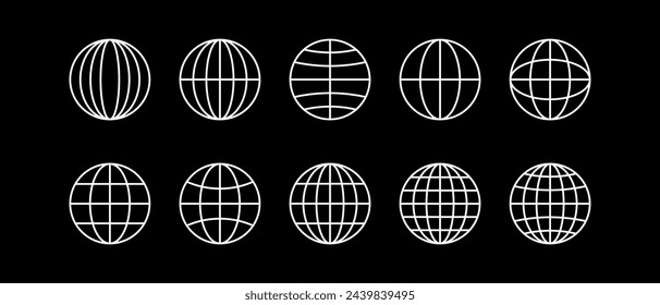 Globe icon vector set. Retro futuristic elements for design