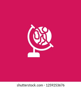 globe icon vector. globe sign on pink background. globe icon for web and app