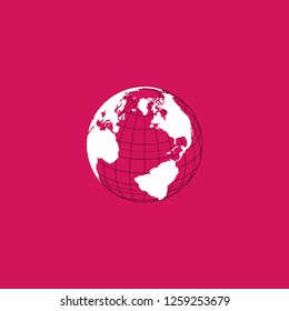 globe icon vector. globe sign on pink background. globe icon for web and app