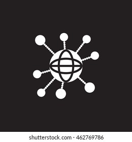 globe icon vector, social network solid logo illustration, pictogram isolated on black