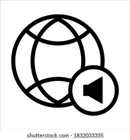 vector de icono de globo. con icono de sonido. concepto vectorial de icono de estilo de esquema
