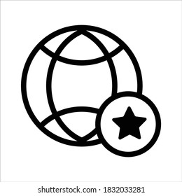 vector de icono de globo. con icono de estrella. concepto vectorial de icono de estilo de esquema
