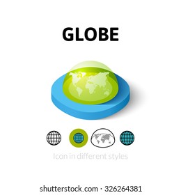 Globe Icon, Vector Symbol In Flat, Outline And Isometric Style