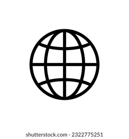 Ilustración del símbolo del vector del icono de globo, símbolo lino de globo con contorno fino. Icono de globo sobre fondo blanco..eps