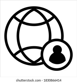 globe icon vector. globe with user icon . outline style icon vector concept