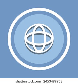 Globe Icon Vector. Website icon vector in trendy flat style. Planet icon image, Planet icon illustration isolated on blue background
