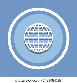 Globe Icon Vector. Website icon vector in trendy flat style. Planet icon image, Planet icon illustration isolated on blue background