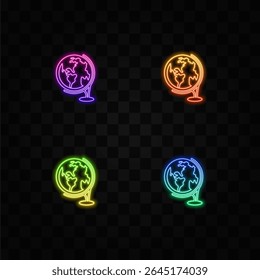 globe icon vector. world map, planet earth. neon style.