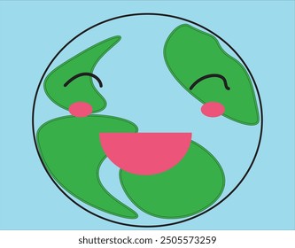 a globe icon and a very radiant face