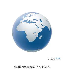 Globe icon in view of Africa continent.