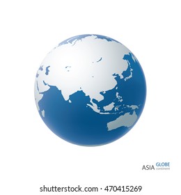 Globe icon in view of Asia continent.