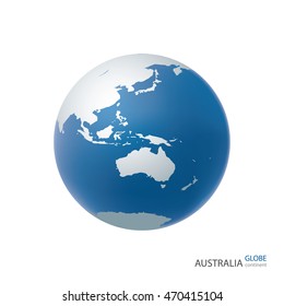 Globe icon in view of Australia continent.