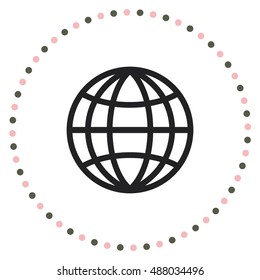 Globe icon, web design element