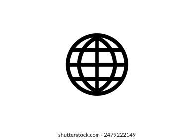 globe icon of web image. Global network sign. World black and white sign or icon. Vector