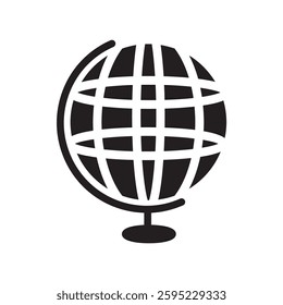 globe icon of web image. Global network sign. World black and white sign or icon. Vector. 10 EPS 