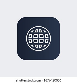 Icono de globo. Símbolo de página de icono Web para el diseño Web. Vector mundial de Internet