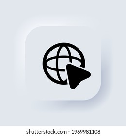 Globe icon. Website. Neumorphic UI UX white user interface web button. Neumorphism. Vector EPS 10.