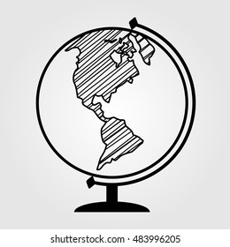 Globe icon. Western hemisphere.