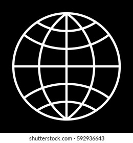 Globe icon white contour on a black background of vector illustration