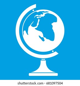Globe icon white isolated on blue background vector illustration