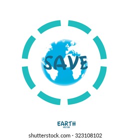 Globe icon with  white map of the continents of the world.