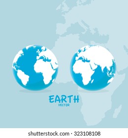 Globe icon with  white map of the continents of the world.