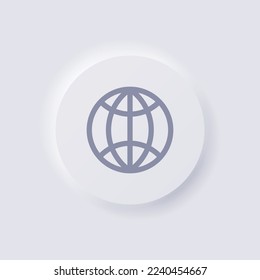 Globe icon, White Neumorphism soft UI Design for Web design, Application UI and more, Button, Vector.