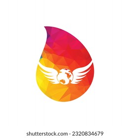 diseño de la plantilla del logotipo de iconos y alas del globo terráqueo vectorial