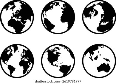 ícone do globo, ícone do mundo, conjunto de ícones da terra 
